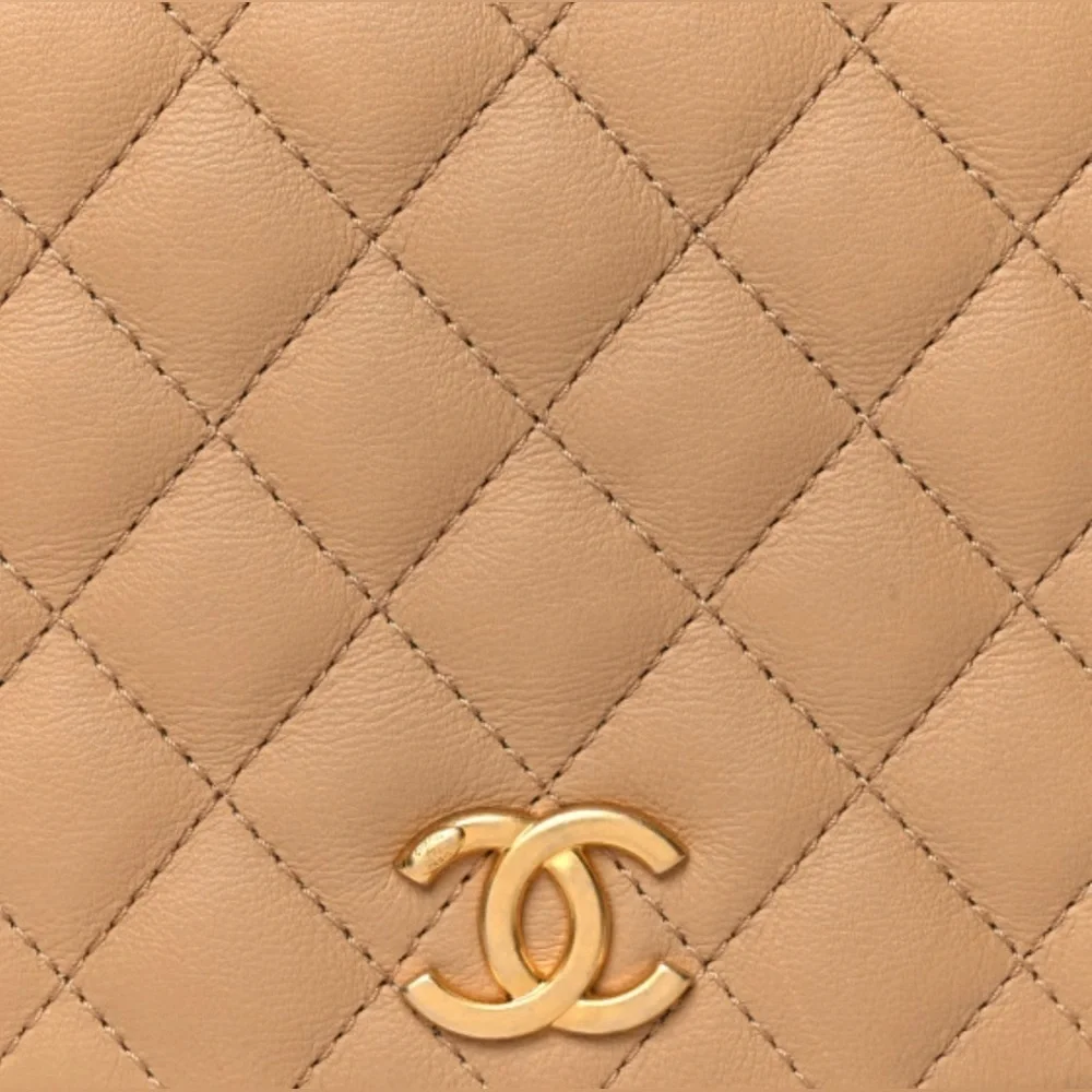 Chanel Coco CC Messenger Calfskin and Quilted Goatskin Tan Bag - Picture 7 of 16